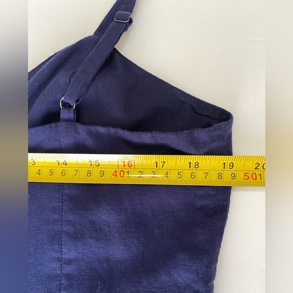 J. Crew Linen Cotton Tie Front Jumpsuit Navy Blue Wide-leg women’s Size 14 - Picture 10 of 13